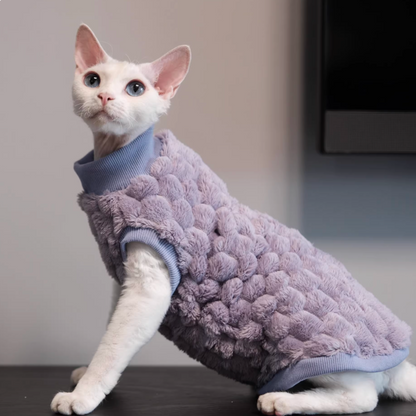 Double-sided fleece thermal vest for Sphynx & Devon Rex Cats