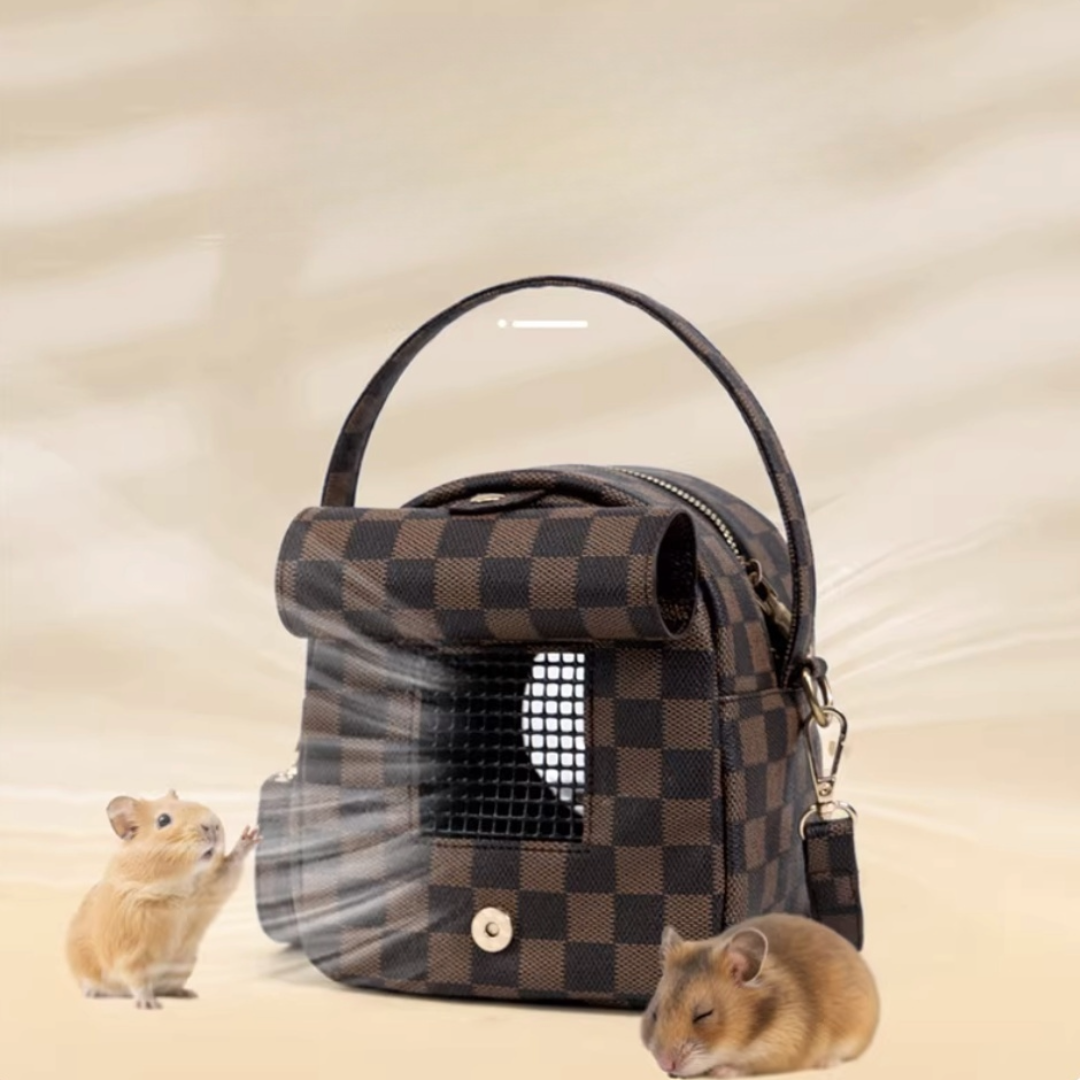 Checkered Pattern Portable Transparent Hamster Backpack
