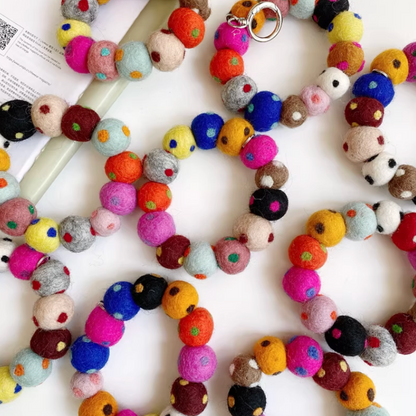 Nepalese Handmade Wool Felt Candy-Colored Pom-Pom Phone & Bag Pendant
