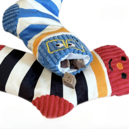 Cute Plush Sock-Shaped Treat Dispenser Toy