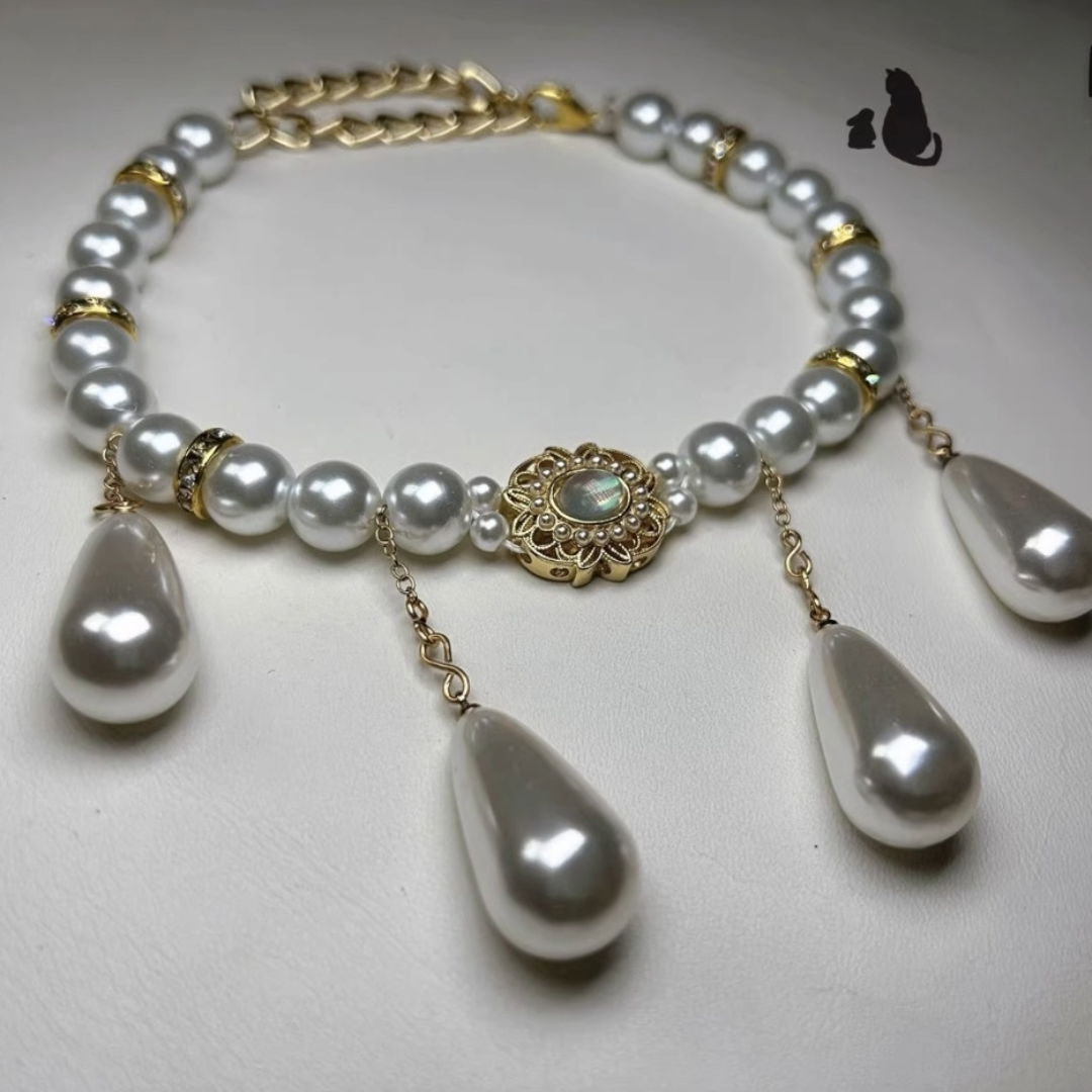 Luxury niche gemstone pearl cat and dog necklace