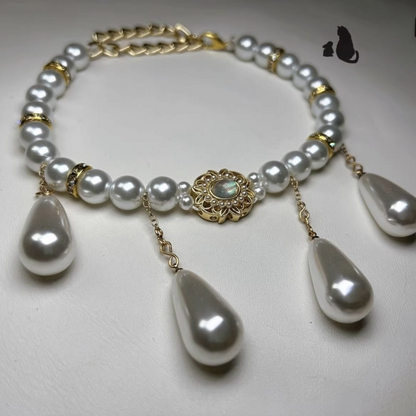 Luxury niche gemstone pearl cat and dog necklace