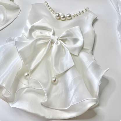 Pet matte satin pearl wedding dress