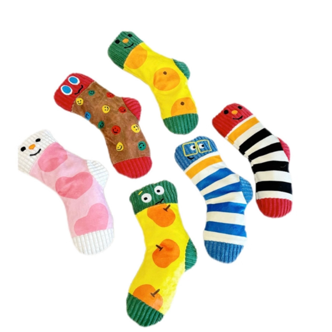 Cute Plush Sock-Shaped Treat Dispenser Toy