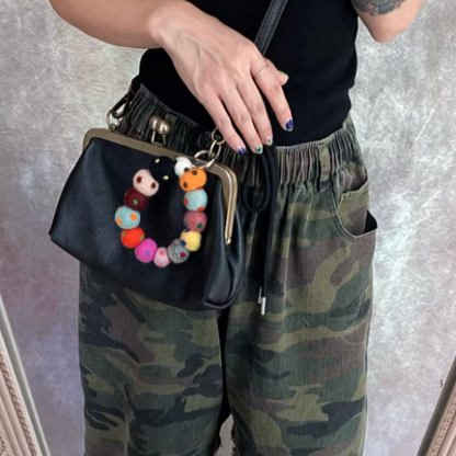 Nepalese Handmade Wool Felt Candy-Colored Pom-Pom Phone & Bag Pendant