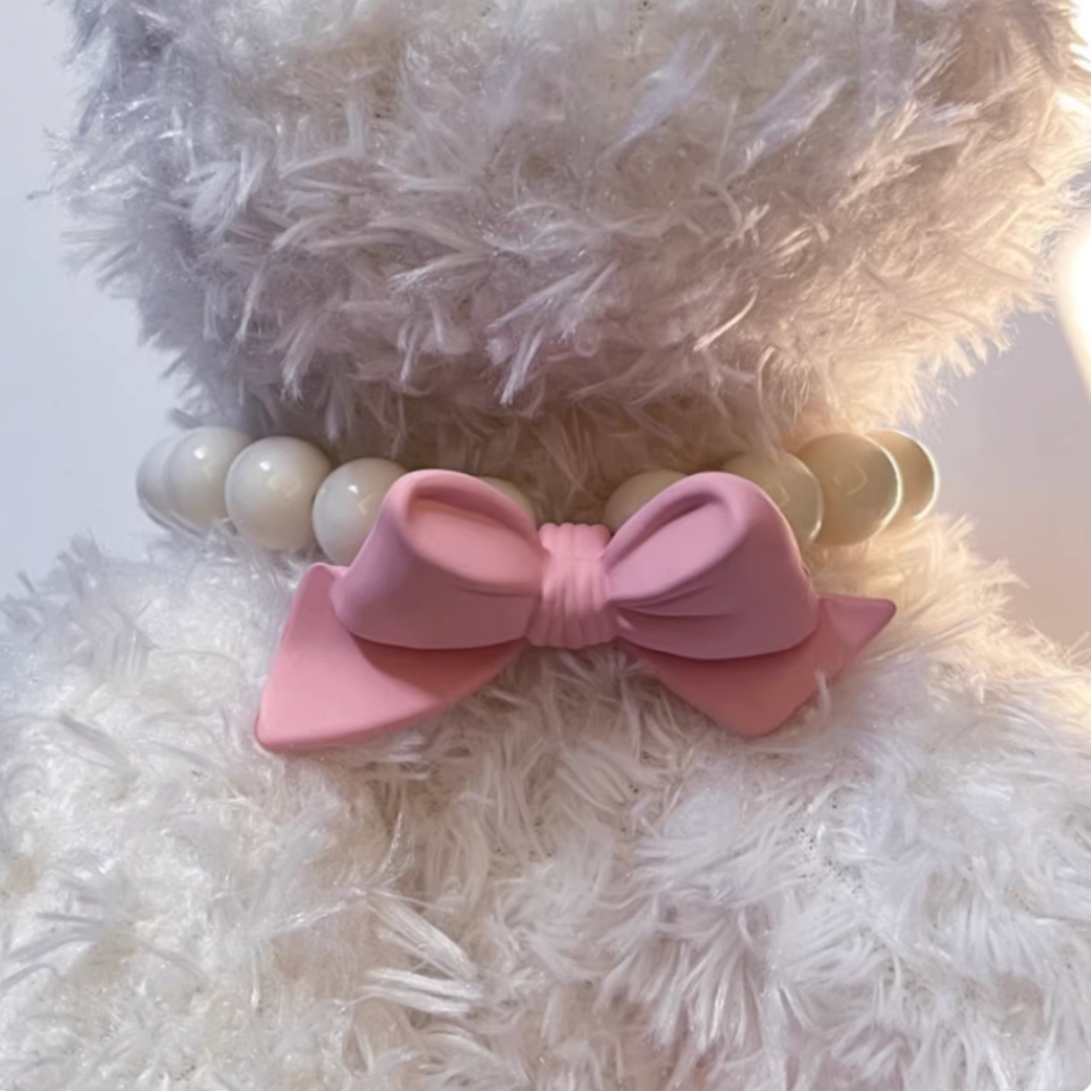 Pink Bow Pet Necklace｜Small Dogs & Cats