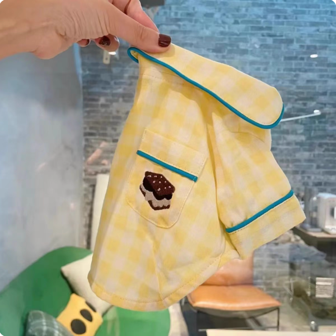 Korean style seersucker plaid comfortable pajama