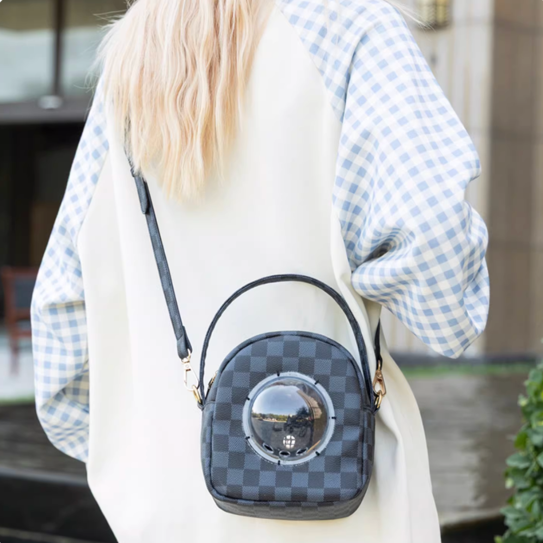 Checkered Pattern Portable Transparent Hamster Backpack