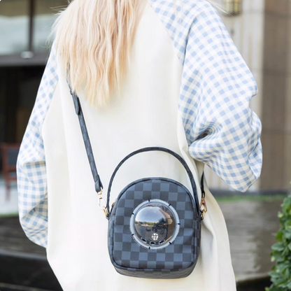 Checkered Pattern Portable Transparent Hamster Backpack
