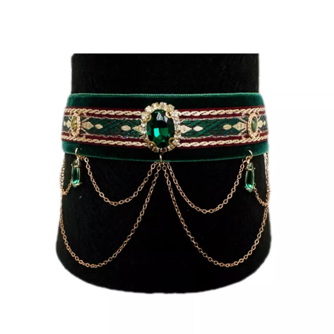 Handcrafted Vintage Fringe Gemstone Cat Collar