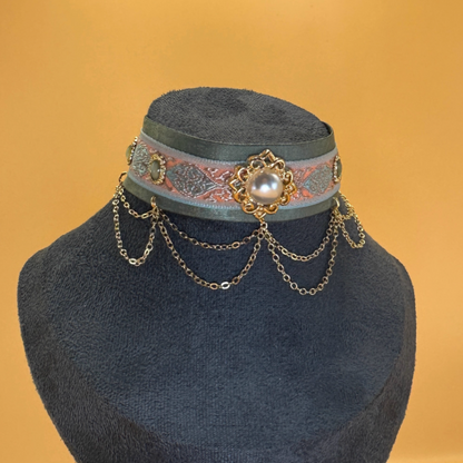 Handcrafted Vintage Fringe Gemstone Cat Collar