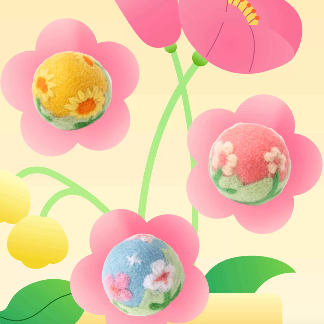 Floral Pattern Wool Felt Cat Toy for Entertainment