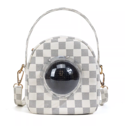Checkered Pattern Portable Transparent Hamster Backpack