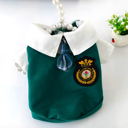 Classic Forest Green Academic Style Pet Couple Outfits