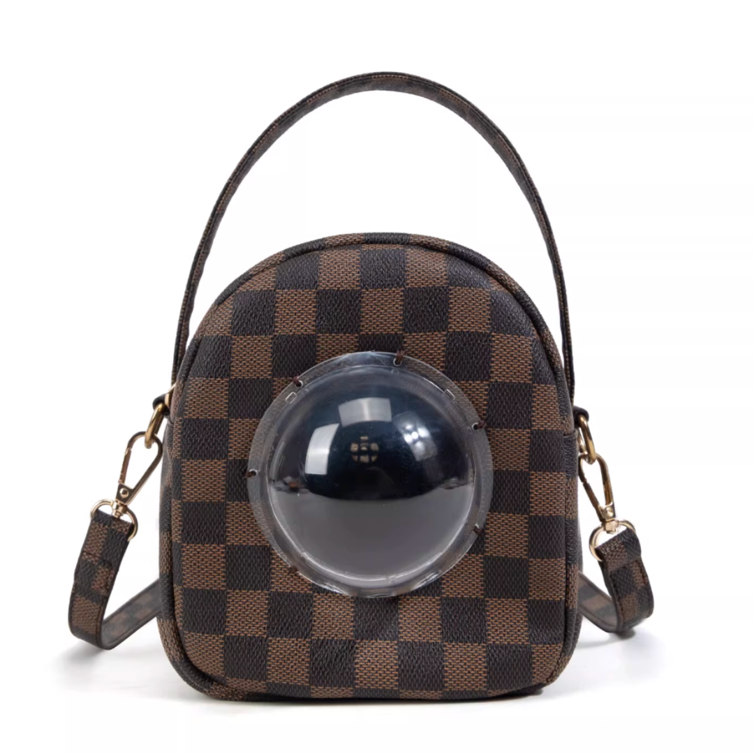 Checkered Pattern Portable Transparent Hamster Backpack