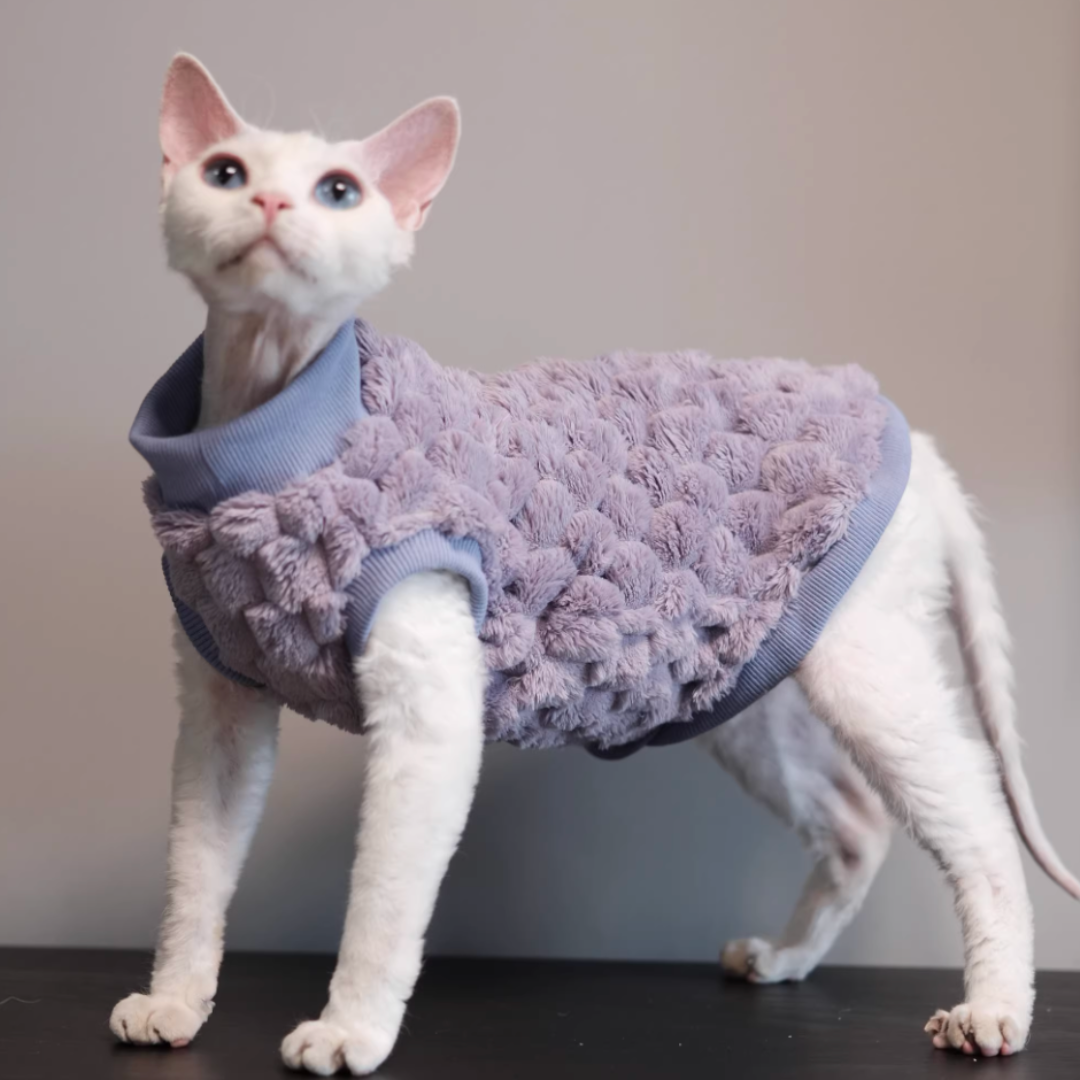 Double-sided fleece thermal vest for Sphynx & Devon Rex Cats