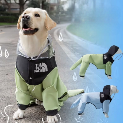 Stylish patchwork raincoat for pet dogs (four paws, tail)